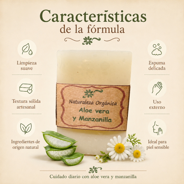 Producto - Jabón de Aloe Vera y Manzanilla - Cuidado Natural para Piel Sensible - 5