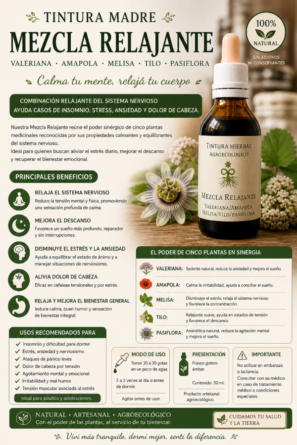 Producto - Tintura Madre Mezcla relajante agroecologica