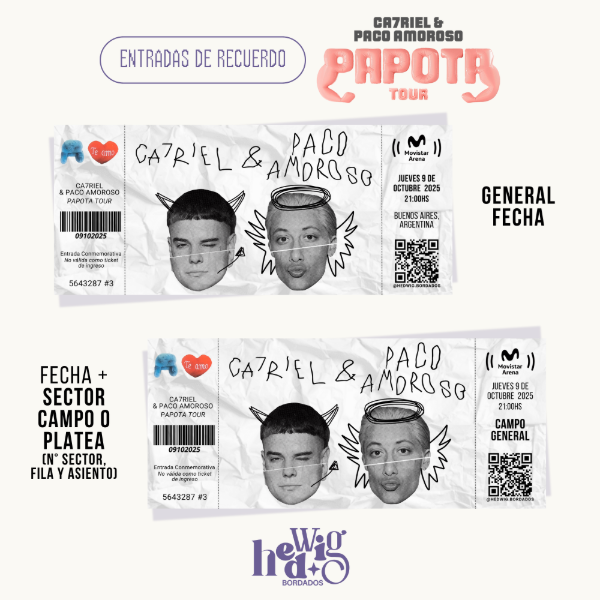 Producto - Entradas de recuerdo 14x6 - CA7RIEL Y PACO Papota Tour