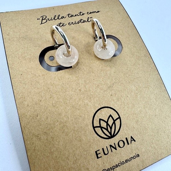 Producto - Aros Dona de Cuarzo Rosa y acero quirúrgico
