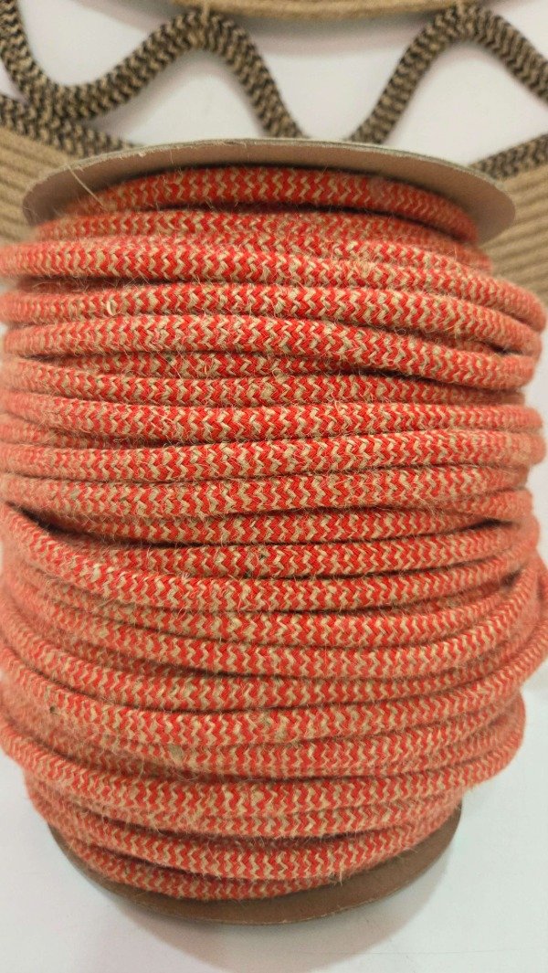 Producto - Cordon de YUTE y ROJO  trenzado 6mm