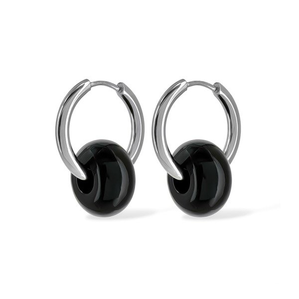 Producto - Aros argolla de acero quirúrgico - Dona negra