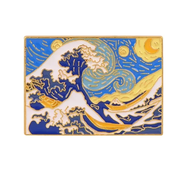 Producto - Pin Arte - La noche estrellada - La Gran Ola