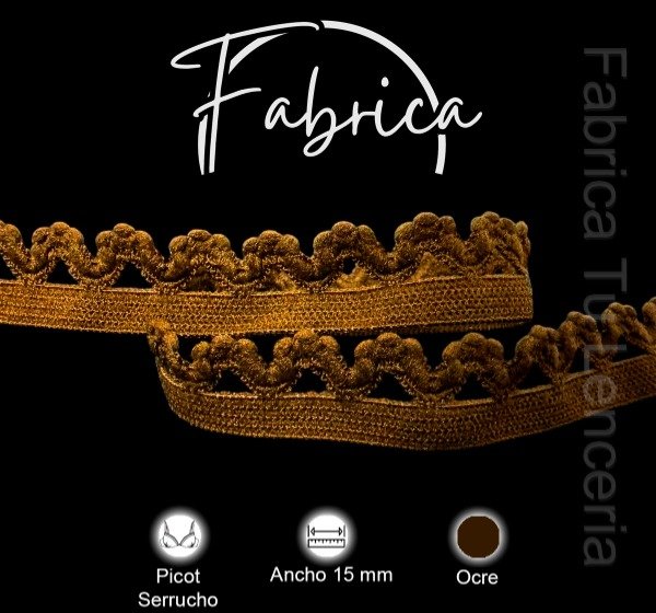 Producto - Picot Serrucho Ocre 15mm (1 metro)