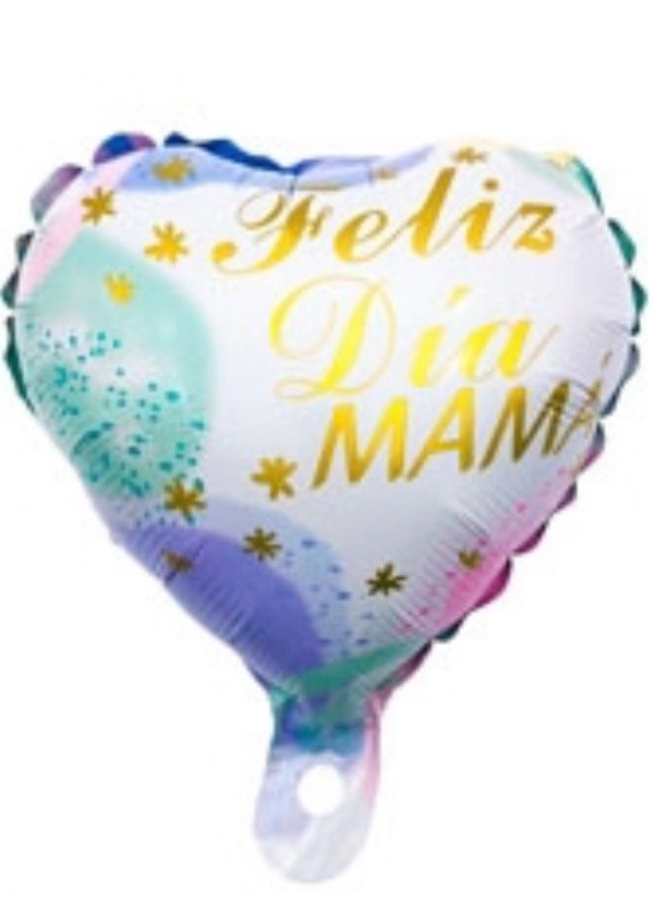Producto - GLOBO METAL. CORAZÓN FELIZ DÍA MAMÁ FONDO PASTEL 25 cm