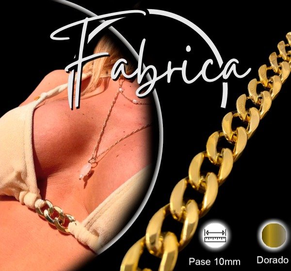 Producto - Cadena plástica Dorada. Pase: 10mm (10 cm)