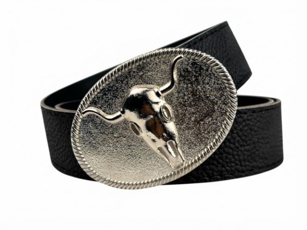 Producto - Cinto Chapon Toro Plateado Negro
