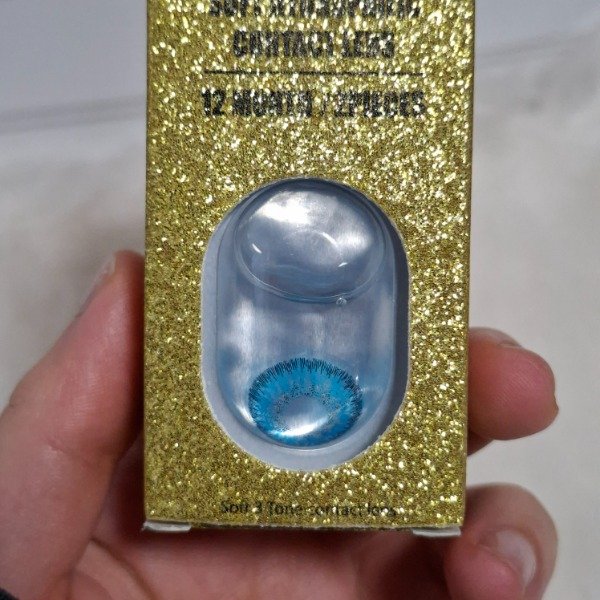 Producto - Lentes de contacto celeste/azul caja glitter con estuche y aplicador Ds.Flower