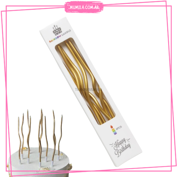 Producto - Velas curvas dorada x6