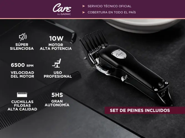 Producto - Cortadora de pelo inalambrica c/accesorios -10 peines -bat. 2600 mAh -ergonomica