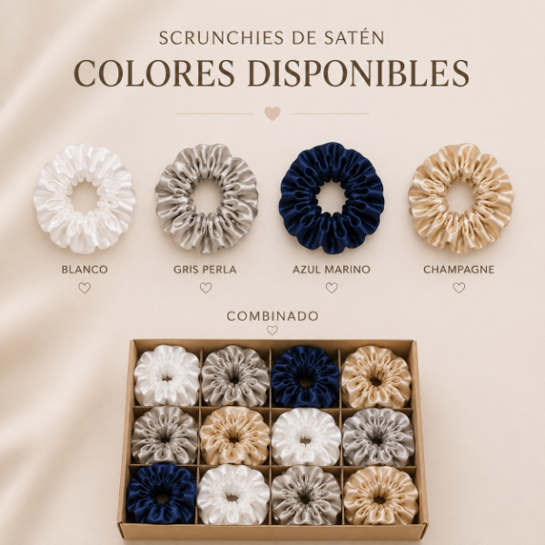 Producto - Pack x12 Scrunchies de Satén para Cabello - Coleteros Antifrizz - 3
