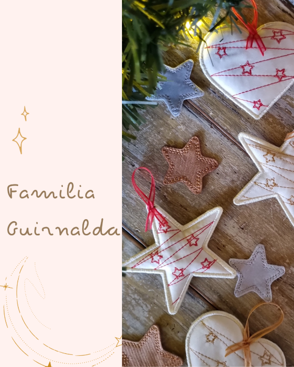Producto - Navidad 2025 - Deco Navideña en tela - "Familia Guirnalda" - Estrella/Corazón