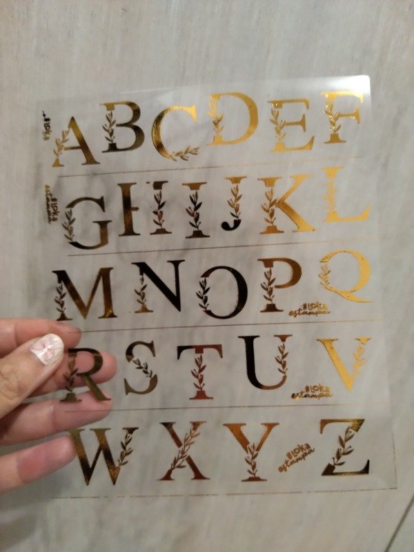 Producto - Estampa SHINE Acetato 8x15cm Abecedario #1 Oro