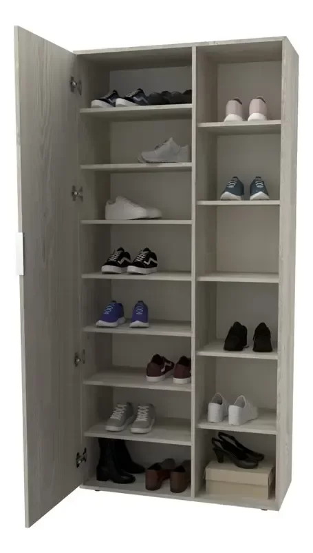 Producto - Zapatero Alto Con Espejo Delos Melamina 182x85x35cm - 1