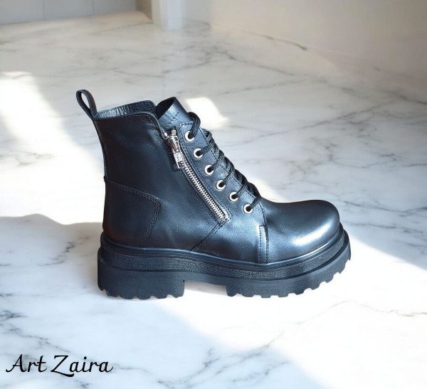 Producto - Borcego de Cuero Vacuno Negro - Modelo Zaira