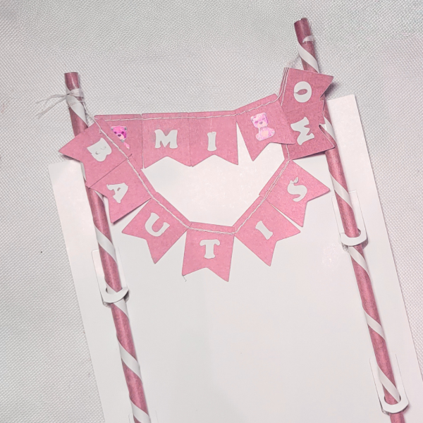 Producto - Banderin para torta MI BAUTISMO color rosa