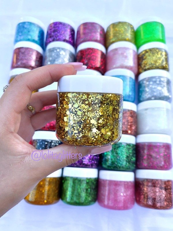 Producto - COMBO 5 POTES 100cc GLITTER GEL COLORES SURTIDOS