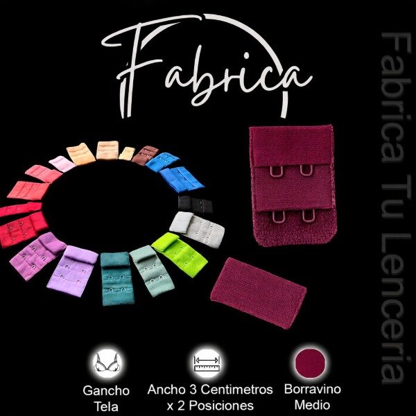 Producto - Gancho de tela Borravino 3cm x 2 posiciones (por unidad)