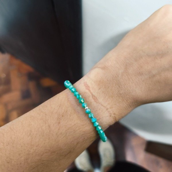 Producto - Pulsera de cristal verde bicono (#375)