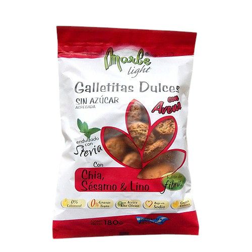 Producto - Galletas dulces sin azúcar de chía, sésamo y lino Marbe x 180g
