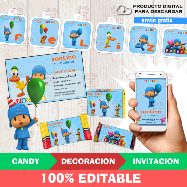 Producto - Kit Imprimible Pocoyo Editable