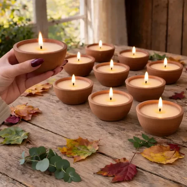 Producto - Vela - Cerámica - Símil Cuenco Madera - Pack x 10
