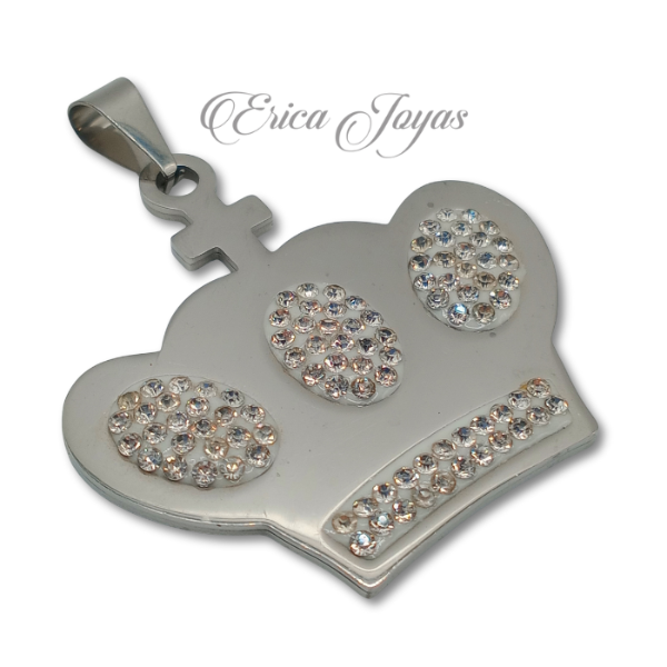 Producto - Dije macizo Corona con strass y cruz (LBDM0062)