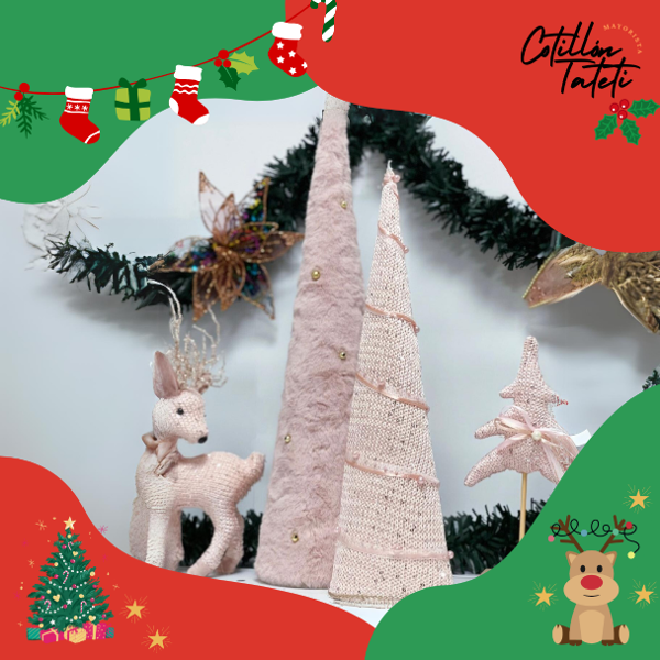 Producto - ARBOL CONO ROSA GRANDE - 56X14X14