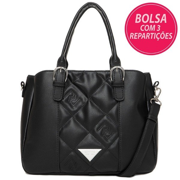 Producto - BOLSO RAFITTHY CON 3 COMPARTIMENTOS NEGRO