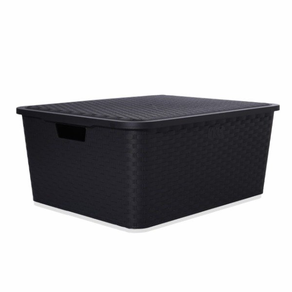 Producto - CANASTO CAJA ORGANIZADORA SIMIL RATTAN MEDIANO CON TAPA (36X26X17CM) - 1