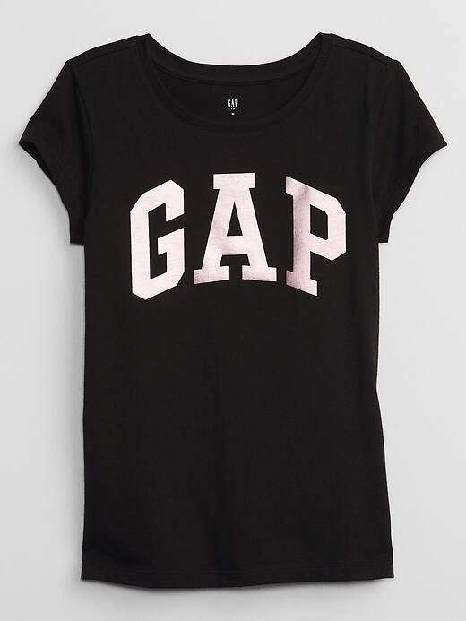 Remera manga corta gap talle 12 negra logp metalizado