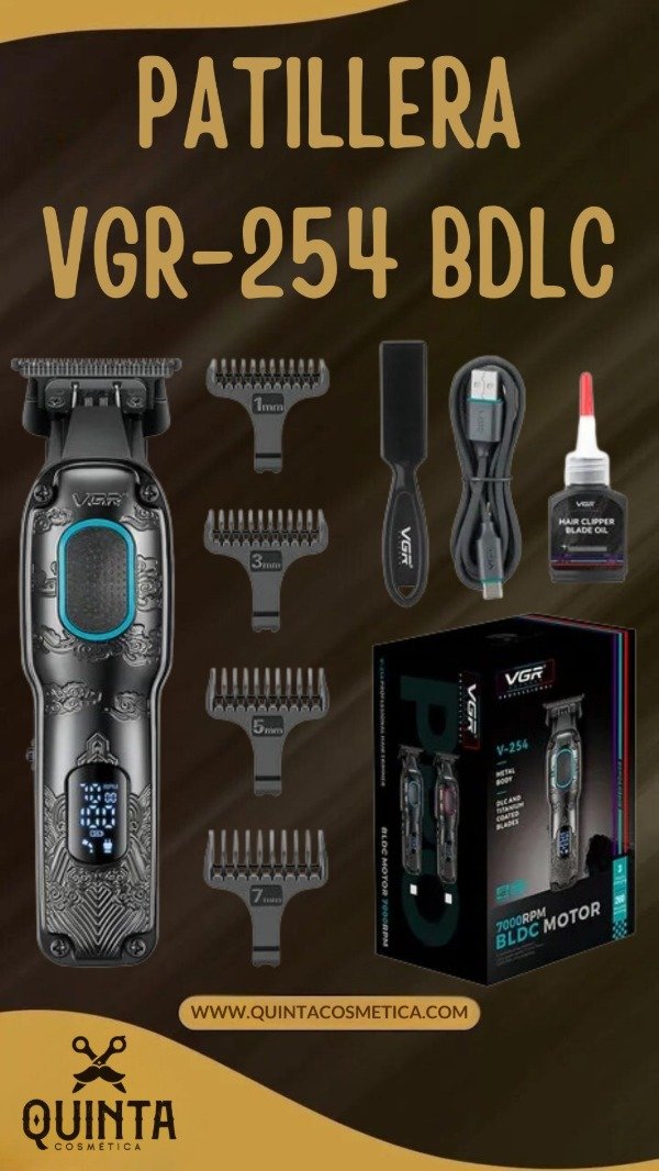 Producto - Trimmer Salón Vgr V-254 Motor Bldc 7000rpm Metal Color Negro Y Azul