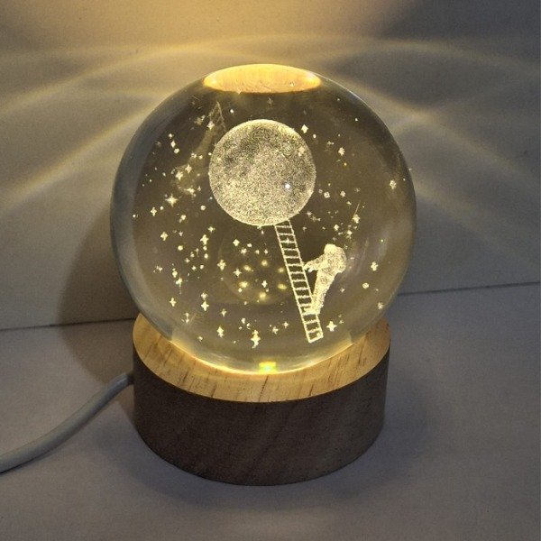 Producto - Velador Esfera Cristal Astronauta Escalera