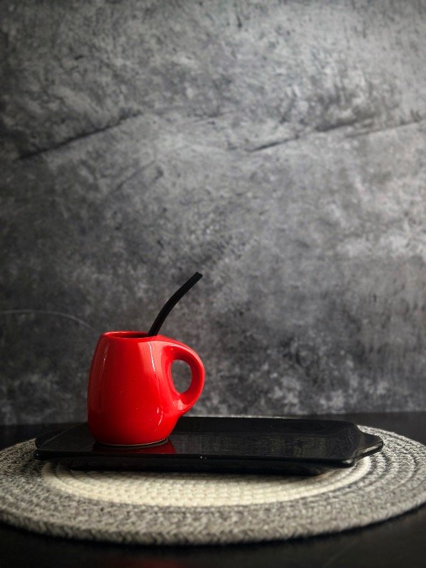 Producto - Set matero minimalista negro y rojo - Mate Ovo c/manija y Band. Rect.