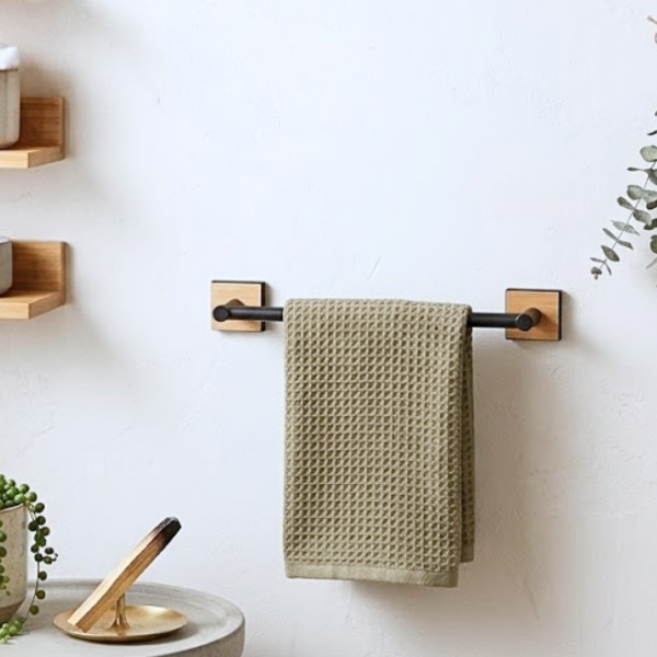 Producto - toallero pared largo hierro y bambu
