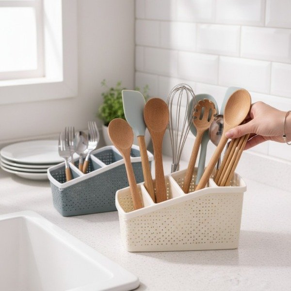 Producto - ORGANIZADOR CON 4 DIVISIONES CALADO 20X11 CM COLORES SURTIDOS - 2