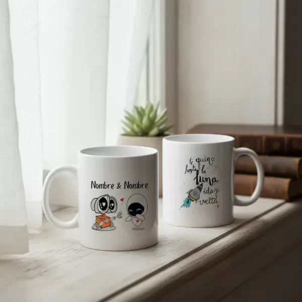 Producto - Taza De Cerámica  San Valentín  Walle Y Eva