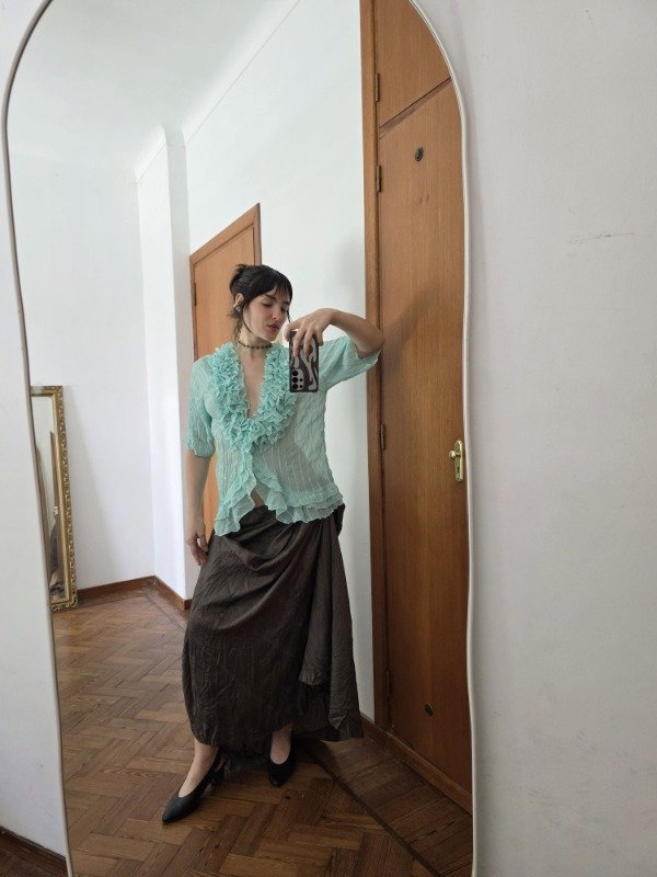 Blusa aqua marine volados — imagen 4