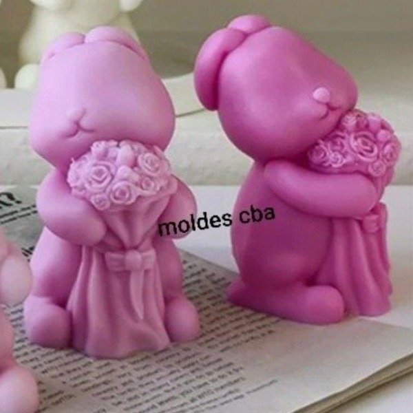 Producto - Molde silicona conejito con ramo - 0