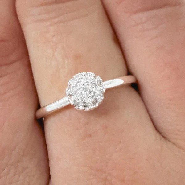 Producto - ANILLO DE ACERO BLANCO BRILLOS