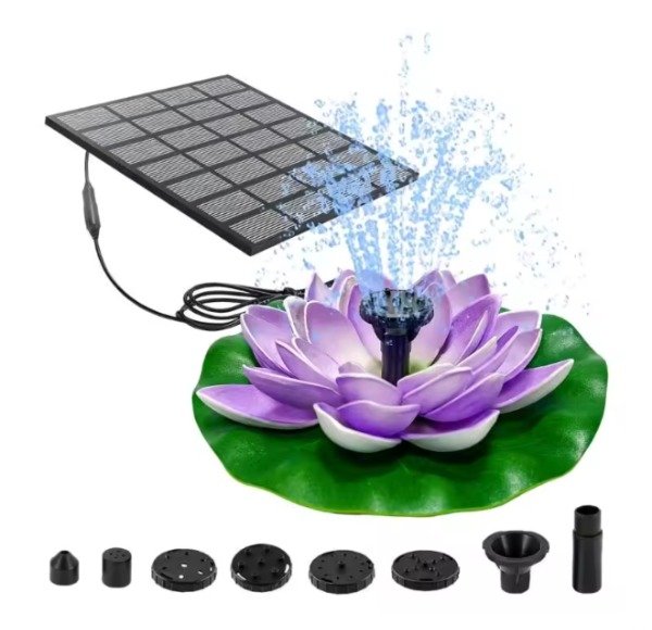 Producto - Fuente De Agua Bomba Solar Flotante Con Flor Loto Exterior - 4