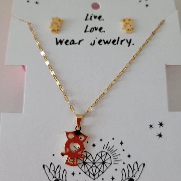 Producto - Conjunto Collar + Aros Búho