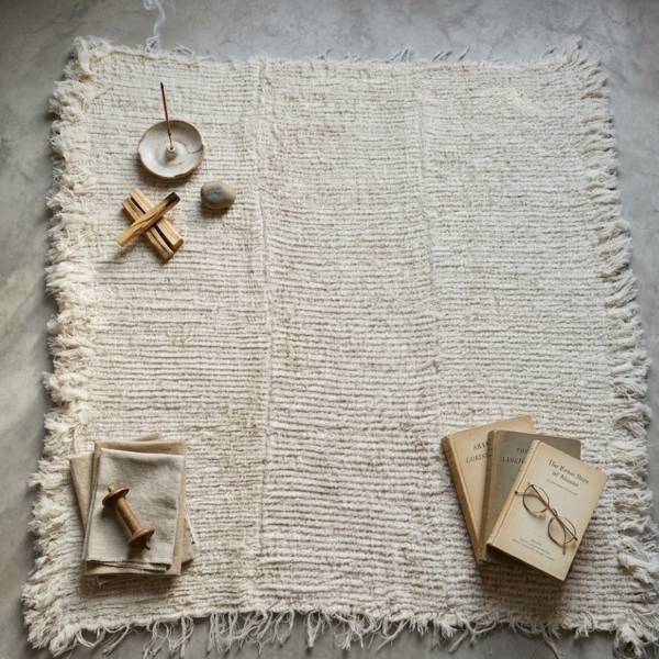Producto - Alfombra De Algodón Natural Tejida A Mano En Telar Magna - 1