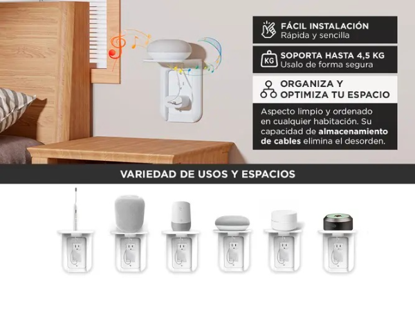Producto - Soporte para enchufe tomacorriente de pared -plastico -white -Gadnic (SOP00075) - 1