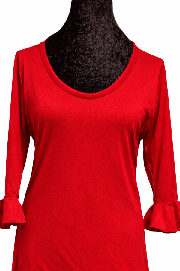 Producto - REMERA ROJA LYCRA 3/4 CON VOLADITO