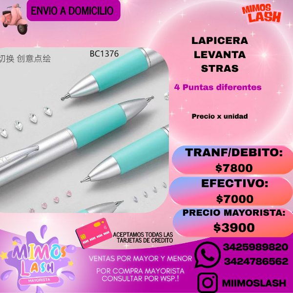 Producto - Lapicera levanta Stras 4 puntas