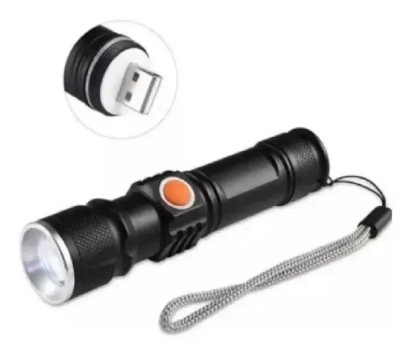 Producto - Linterna Tactica Led 3Wats Usb Recargable de Mano