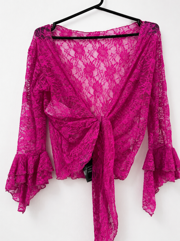Producto - Torso cruzado atar encaje fucsia M/L