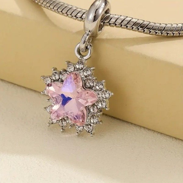 Producto - Collar flor brillante plateado - Acero