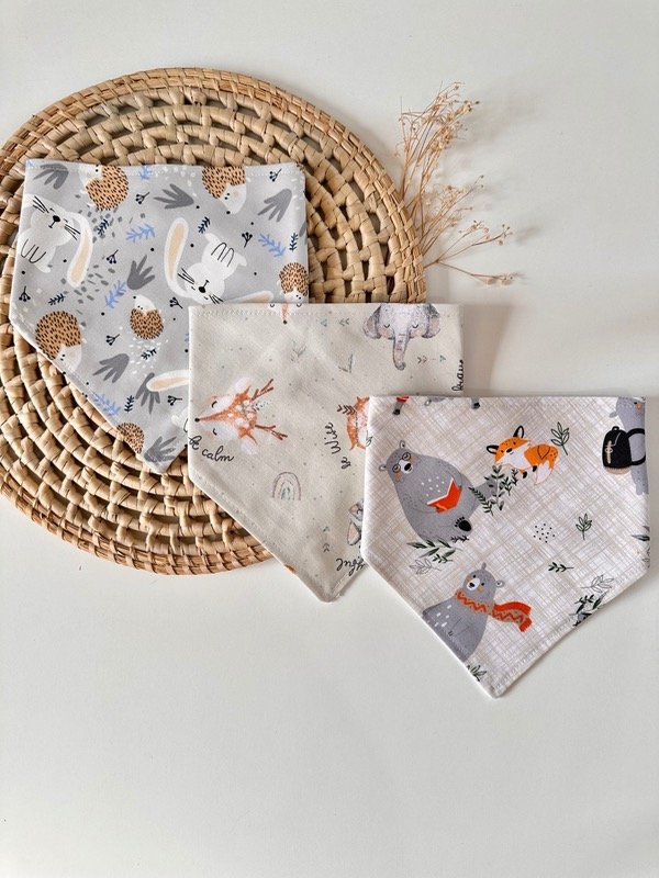 Producto - Bandana doble. Gabardina + Algodón. Base gris.